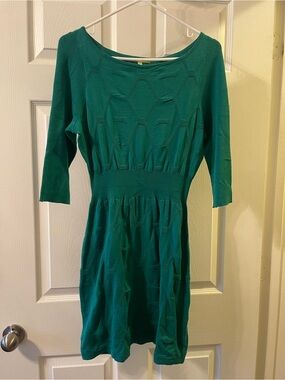 Gianni Bini Teal Crewneck Knit Fit-and-Flare Dress